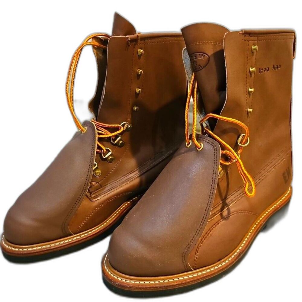 Iron Age Mens Work Boots Sz 8.5 C Met Guard 8 Inch Brown Leather Steel Toe USA